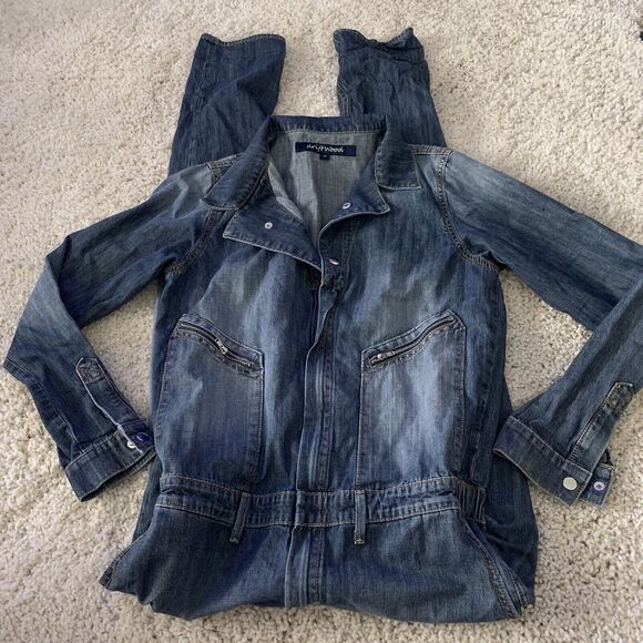 Free People Pants - Free People Driftwood Jumpsuit Womens Sz M Blue Denim Coveralls 100% Cotton